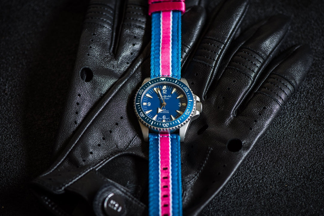 Alpha2 - Racing Stripe - Blue Pink White - BluShark Straps