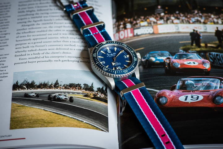AlphaPremier - Racing Stripe - Blue Pink White - BluShark Straps