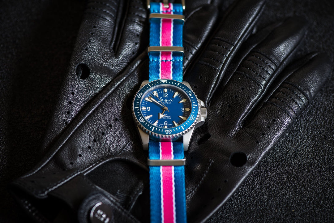 AlphaPremier - Racing Stripe - Blue Pink White - BluShark Straps