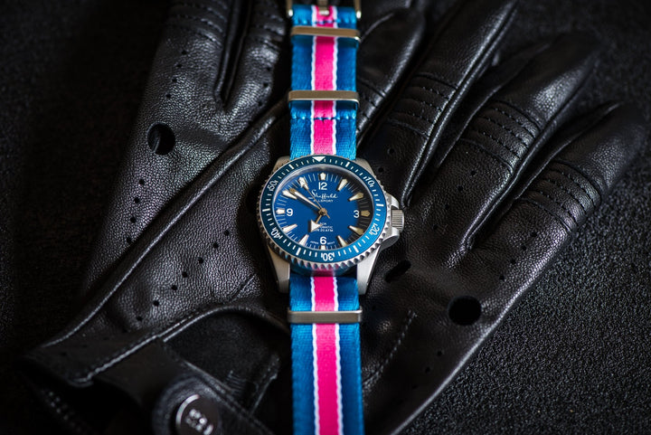 AlphaPremier - Racing Stripe - Blue Pink White - BluShark Straps