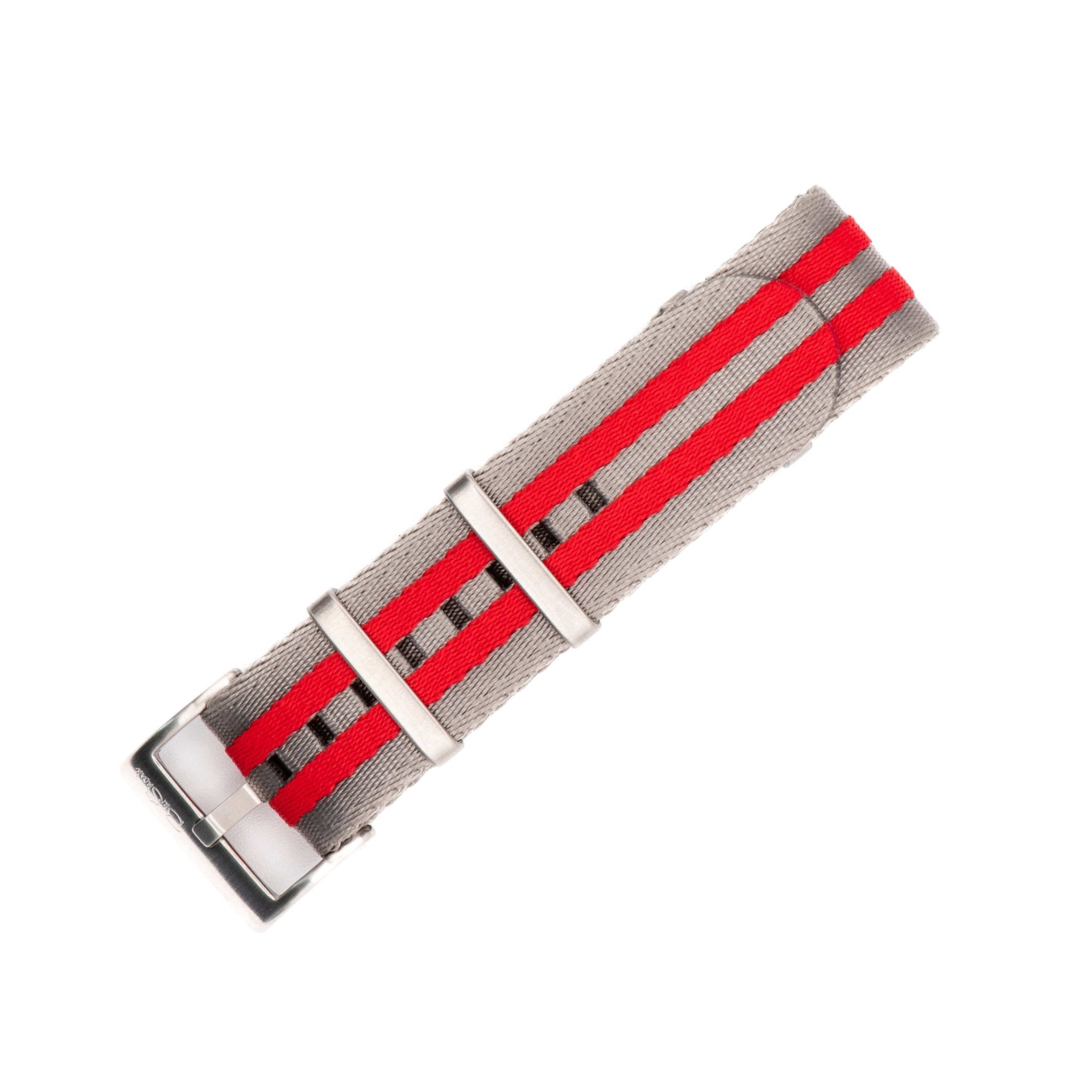 Seatbelt Nylon Watch Band │Silver & Red Watch Strap – BluShark Straps