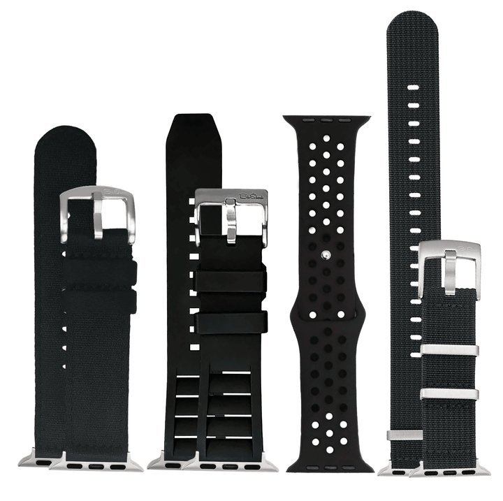 Apple Band - Black Bands - 4 Pack Bundle - BluShark Straps