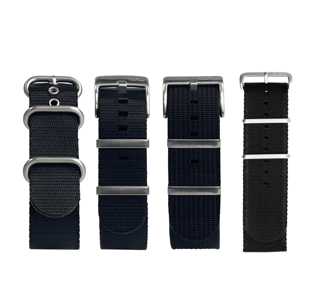 Black Nylon Bundle - 4 - Pack Bundle Of Essential Black Watch Straps - BluShark Straps