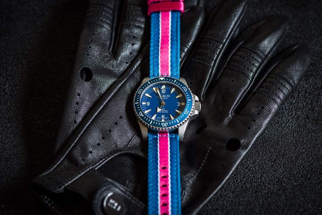 BluShark Alpha2 Alpha2 - Racing Stripe - Blue Pink White