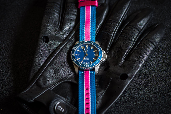 BluShark Alpha2 Alpha2 - Racing Stripe - Blue Pink White