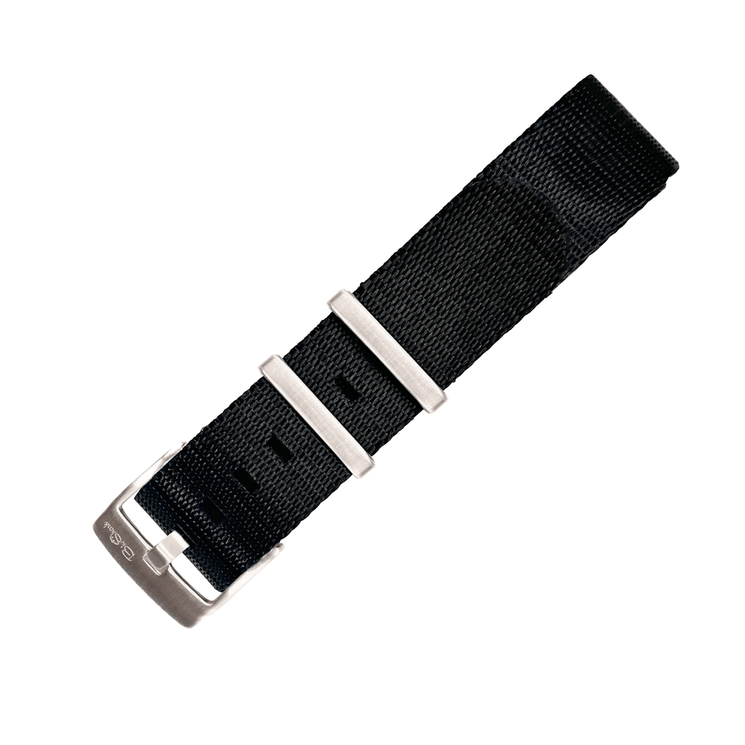 Nylon Seat Belt Watch Band Black Watch Strap 20mm 22mm BluShark Straps