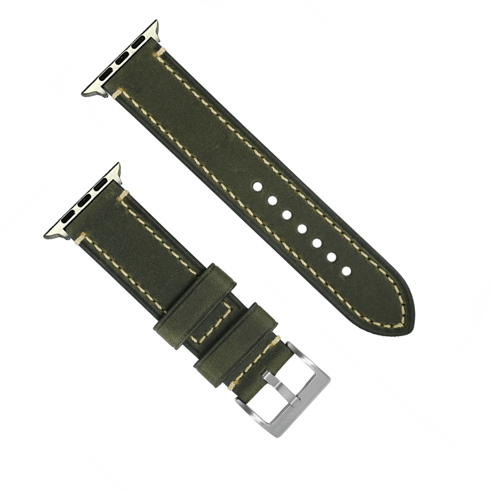 BluShark Apple Band Leather Border Stitch Apple Band - Leather Border Stitch - Pine Green