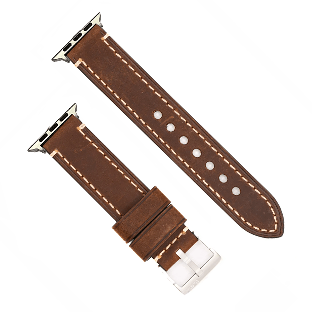 BluShark Apple Band Leather Border Stitch Apple Band - Leather Border Stitch - Saddle Brown