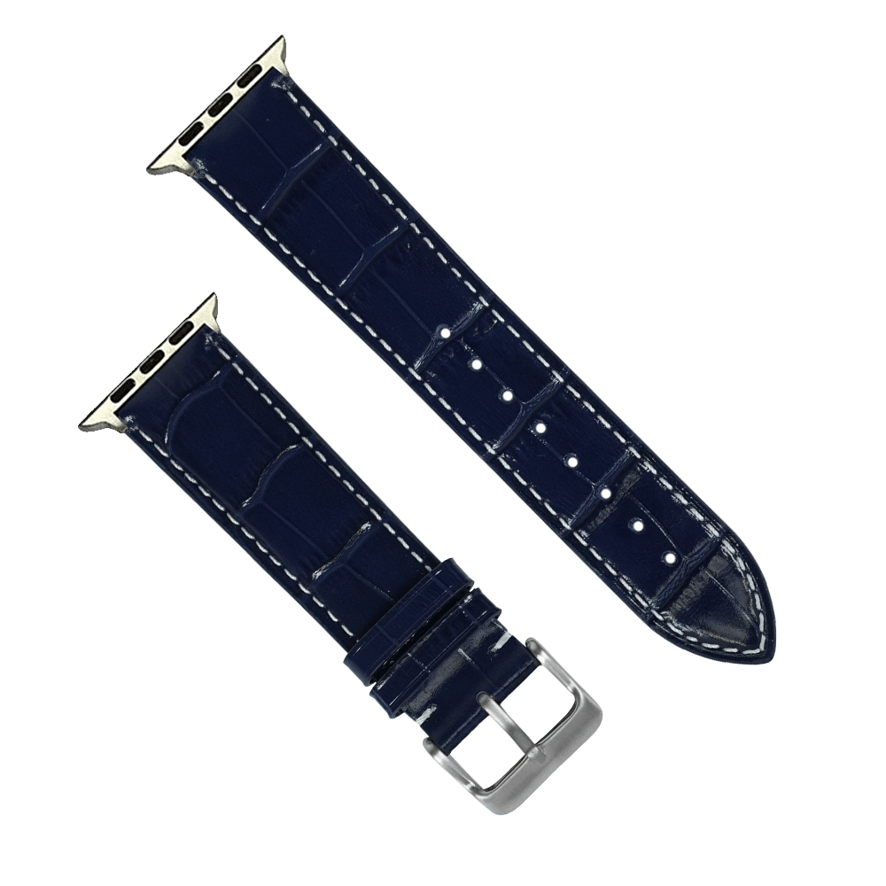 BluShark Apple Band Leather Crocodile Apple Band - Leather Crocodile Grain - Berry Blue