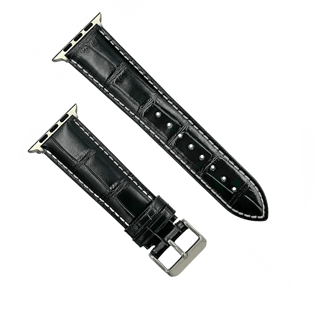 BluShark Apple Band Leather Crocodile Apple Band - Leather Crocodile Grain - Black