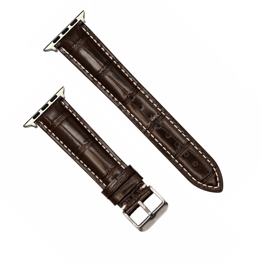 BluShark Apple Band Leather Crocodile Apple Band - Leather Crocodile Grain - Chocolate