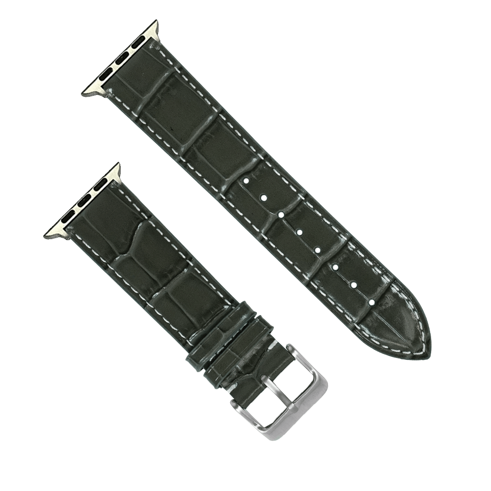 BluShark Apple Band Leather Crocodile Apple Band - Leather Crocodile Grain - Early Gray