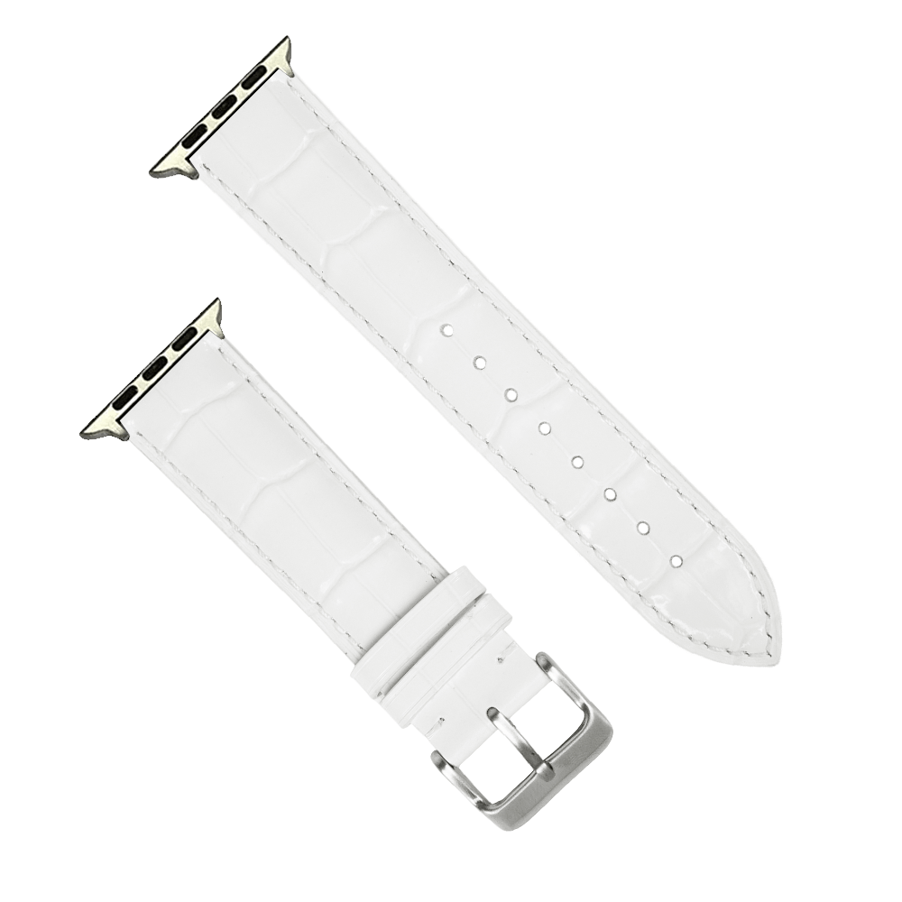 BluShark Apple Band Leather Crocodile Apple Band - Leather Crocodile Grain - Rice White