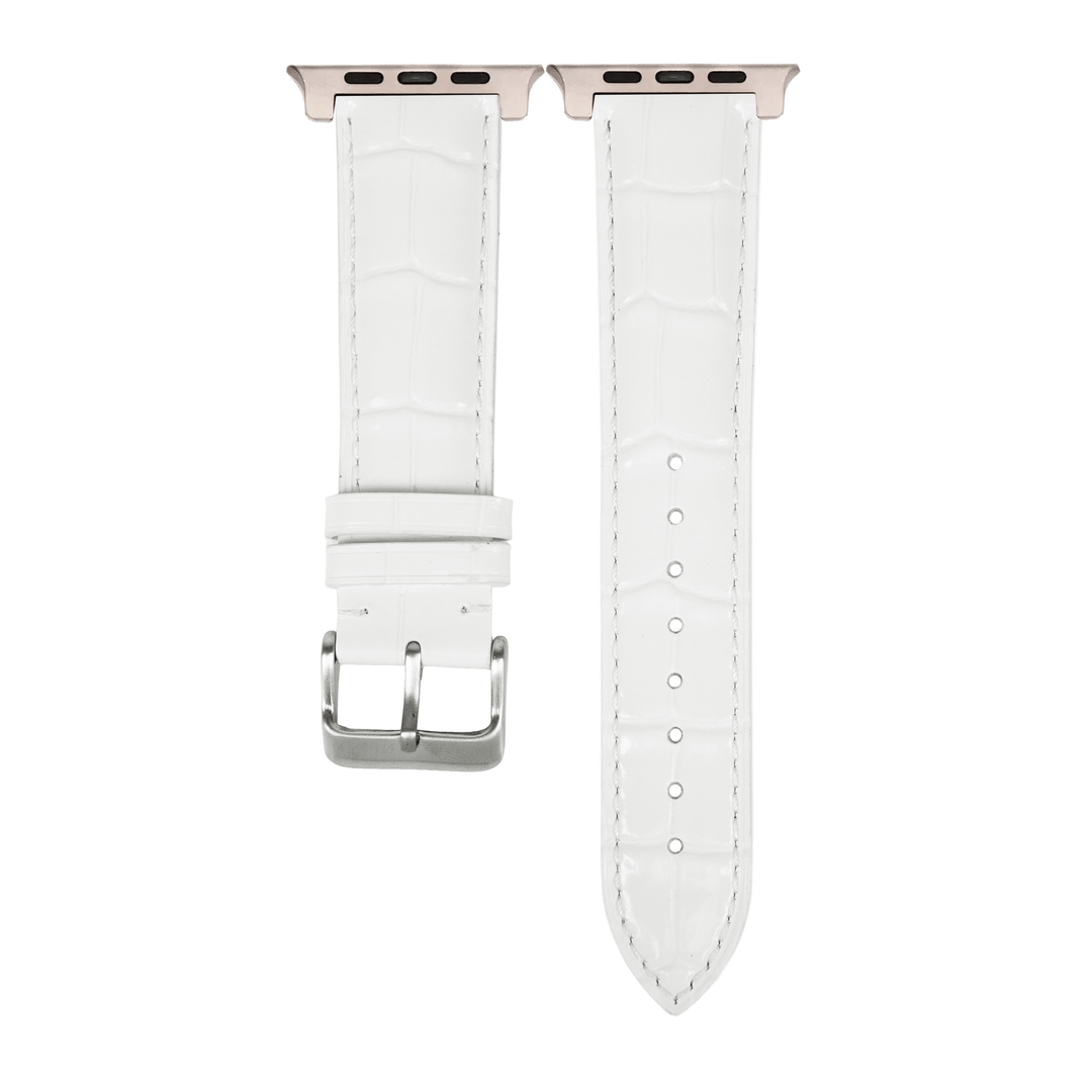 BluShark Apple Band ULTRA Leather Crocodile ULTRA 1 / ULTRA 2 / ULTRA 3 Apple Band ULTRA - Leather Crocodile Grain - Rice White