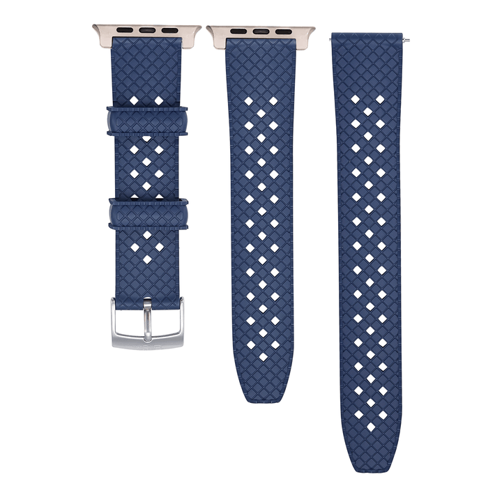 BluShark Apple Band ULTRA Neo Tropical Rubber Apple Watch ULTRA 1 / ULTRA 2 / ULTRA 3 / Brushed Buckle & Silver Adapter Apple Band ULTRA - Neo Tropical Rubber - Blue