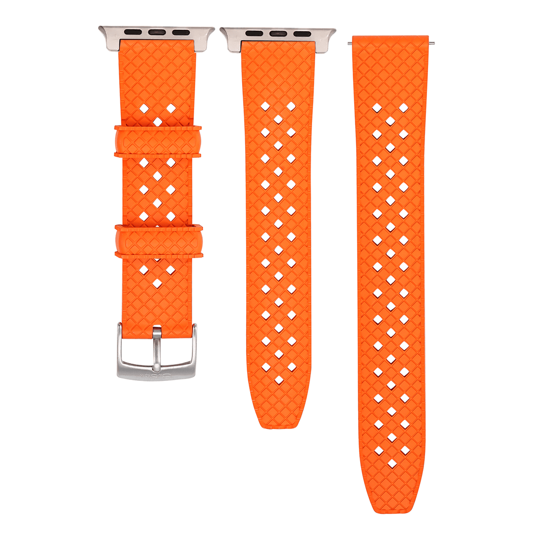 BluShark Apple Band ULTRA Neo Tropical Rubber Apple Watch ULTRA 1 / ULTRA 2 / ULTRA 3 / Brushed Buckle & Silver Adapter Apple Band ULTRA - Neo Tropical Rubber - Orange