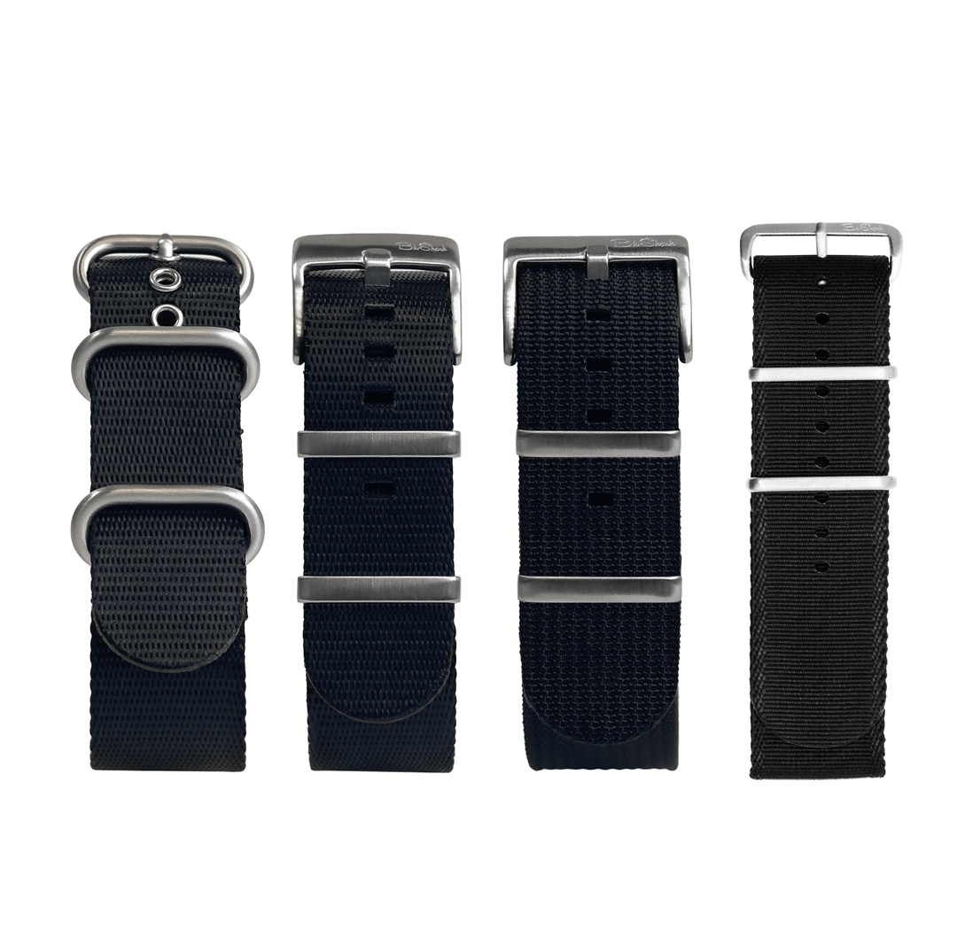 BluShark Bundle Black Nylon Bundle - 4-Pack Bundle Of Essential Black Watch Straps