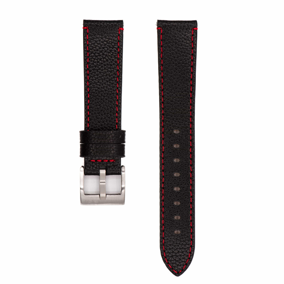 BluShark Leather Leather - Contrast Stitch Black with Red