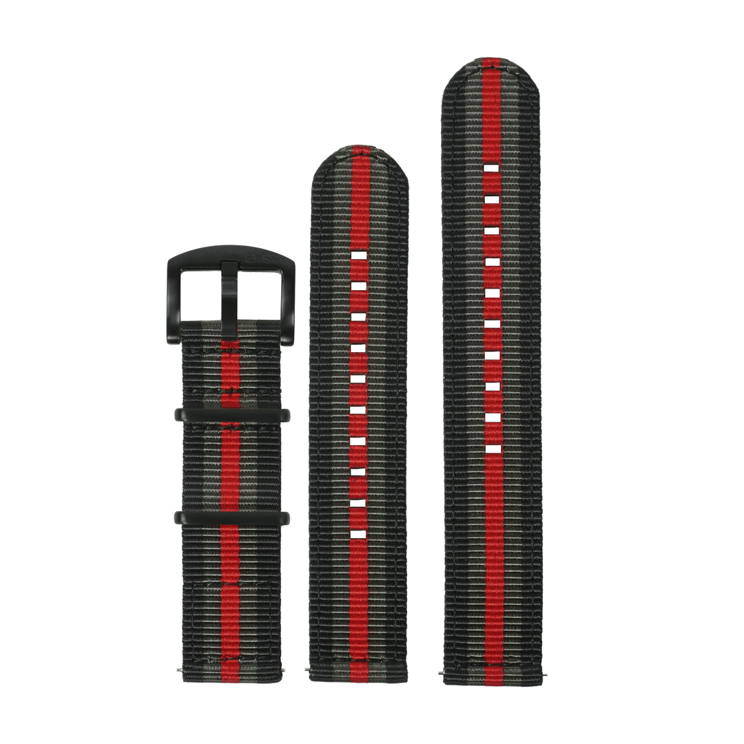 BluShark O2 20mm / PVD Black The O2 Strap - Bond Red