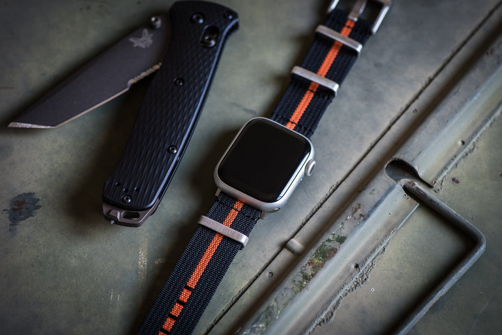 BluShark Straps Apple Band Ribbed Mako FN Apple Band - Ribbed Mako FN - Black & Orange