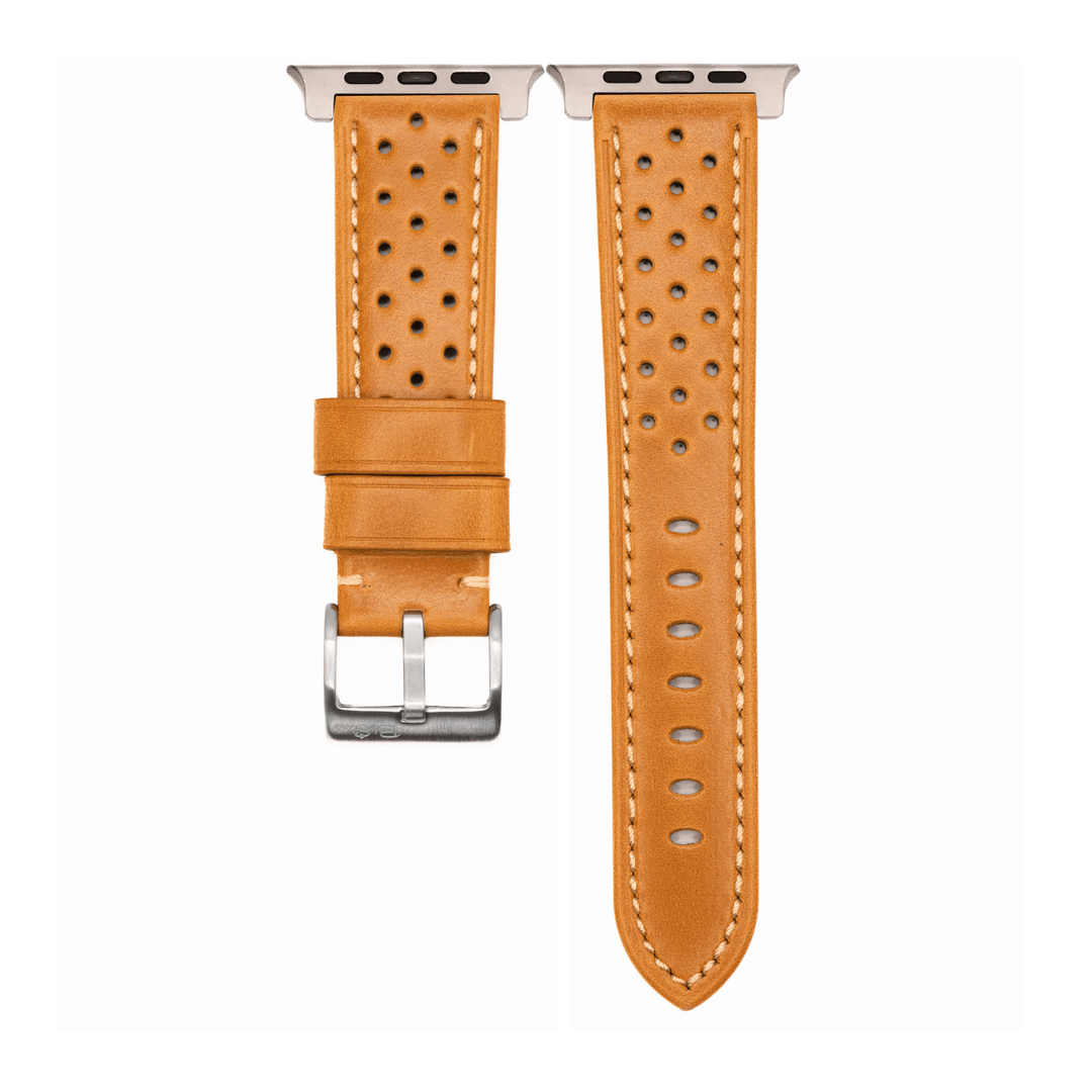 BluShark Straps Apple Band ULTRA Leather Sport Grip ULTRA 1 - ULTRA 2 - ULTRA 3 Apple Band ULTRA - Leather Sport Grip - Caution Tan