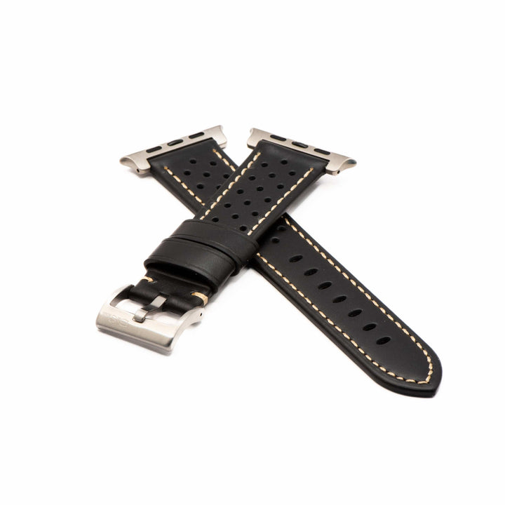 BluShark Straps Apple Band ULTRA Leather Sport Grip ULTRA 1 - ULTRA 2 - ULTRA 3 Apple Band ULTRA - Leather Sport Grip - DQ Black