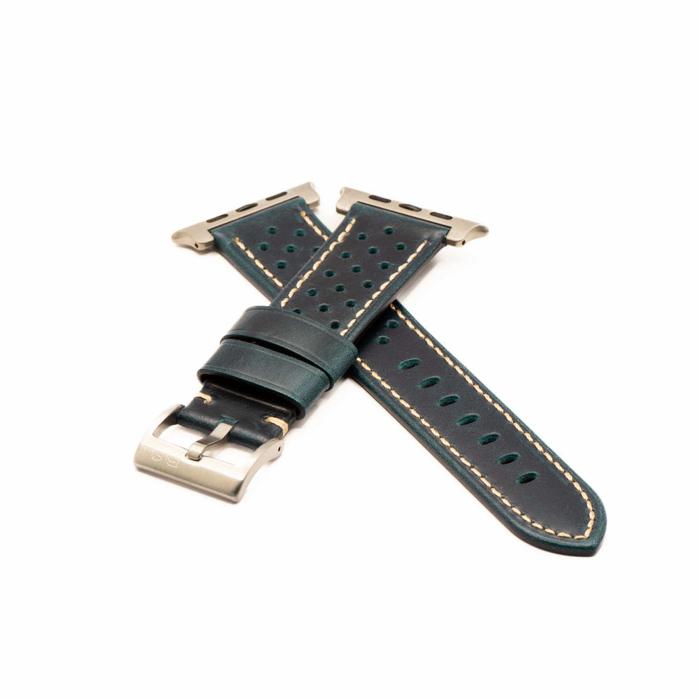 BluShark Straps Apple Band ULTRA Leather Sport Grip ULTRA 1 - ULTRA 2 - ULTRA 3 Apple Band ULTRA - Leather Sport Grip - Passing  Blue