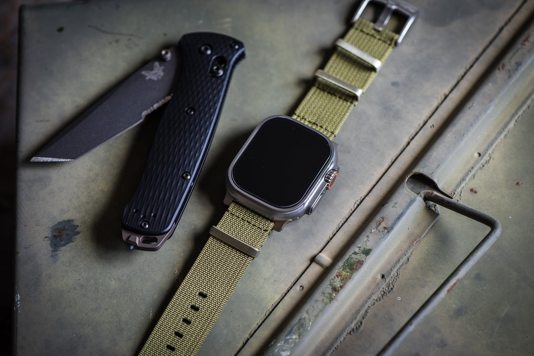 BluShark Straps Apple Band ULTRA Ribbed Mako FN ULTRA 1 - ULTRA 2 - ULTRA 3 Apple Band ULTRA - Ribbed Mako FN - Army Green