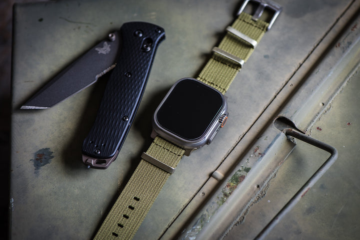 BluShark Straps Apple Band ULTRA Ribbed Mako FN ULTRA 1 - ULTRA 2 - ULTRA 3 Apple Band ULTRA - Ribbed Mako FN - Army Green