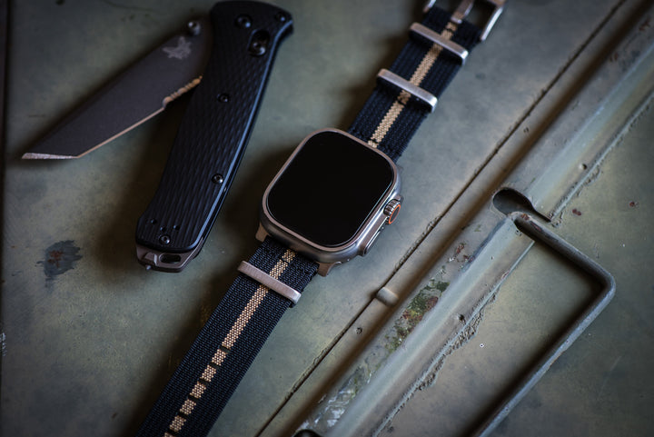 BluShark Straps Apple Band ULTRA Ribbed Mako FN ULTRA 1 - ULTRA 2 - ULTRA 3 Apple Band ULTRA - Ribbed Mako FN - Black & Tan