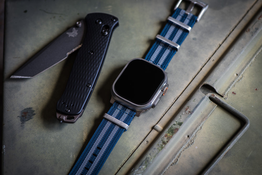 BluShark Straps Apple Band ULTRA Ribbed Mako FN ULTRA 1 - ULTRA 2 - ULTRA 3 Apple Band ULTRA - Ribbed Mako FN - Blue Bond