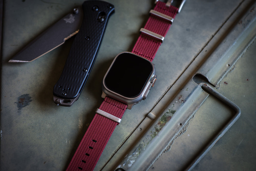 BluShark Straps Apple Band ULTRA Ribbed Mako FN ULTRA 1 - ULTRA 2 - ULTRA 3 Apple Band ULTRA - Ribbed Mako FN - Merlot