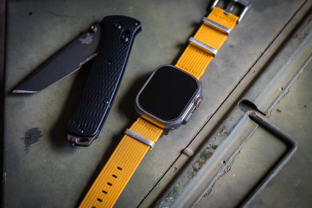 BluShark Straps Apple Band ULTRA Ribbed Mako FN ULTRA 1 - ULTRA 2 - ULTRA 3 Apple Band ULTRA - Ribbed Mako FN - Mustard Yellow