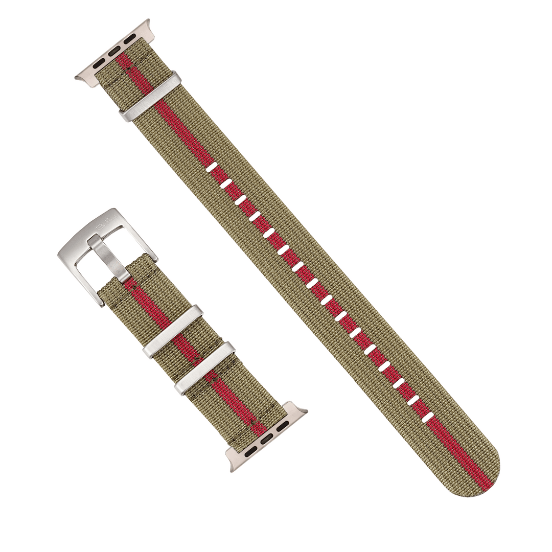 BluShark Straps Apple Band ULTRA Ribbed Mako FN ULTRA 1 - ULTRA 2 - ULTRA 3 Apple Band ULTRA - Ribbed Mako FN - Olive & Red