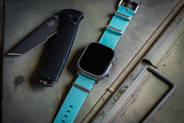 BluShark Straps Apple Band ULTRA Ribbed Mako FN ULTRA 1 - ULTRA 2 - ULTRA 3 Apple Band ULTRA - Ribbed Mako FN - Pool Blue