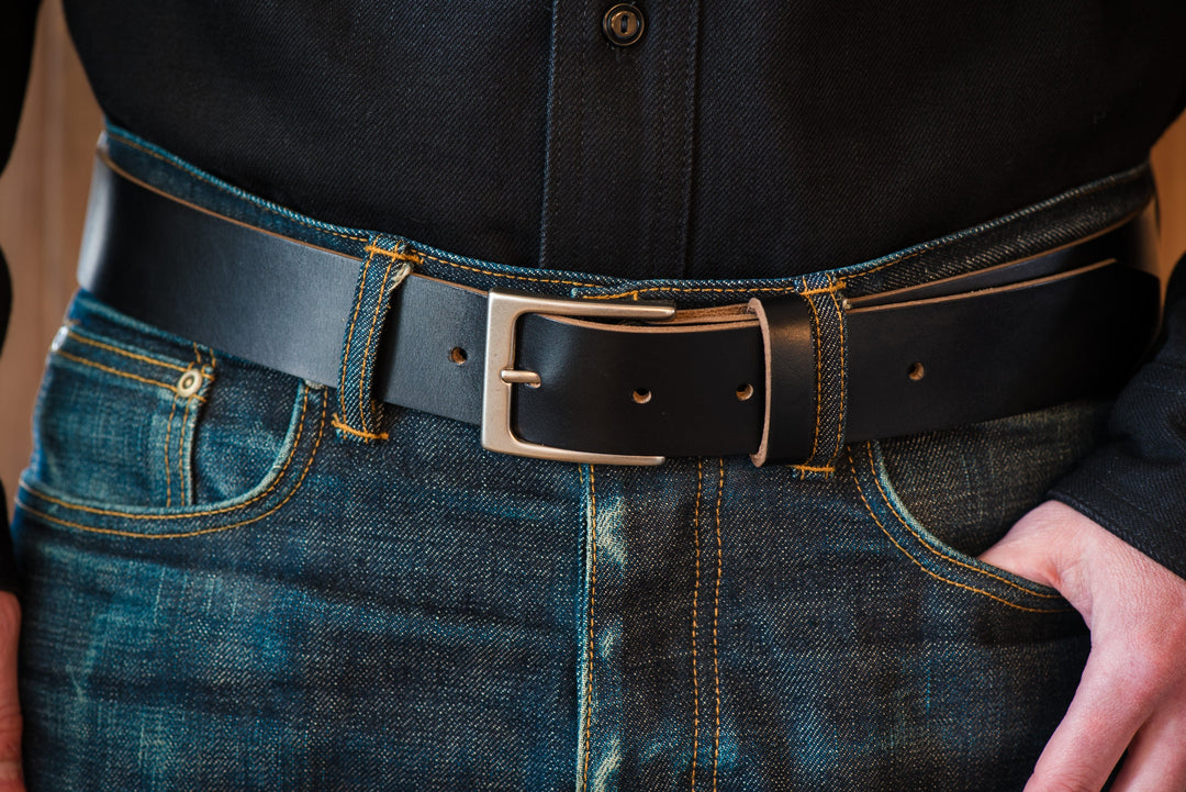BluShark Straps Horween Leather Belt – Handmade in USA – Black
