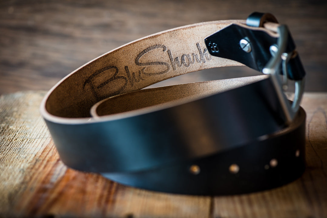 BluShark Straps Horween Leather Belt – Handmade in USA – Black