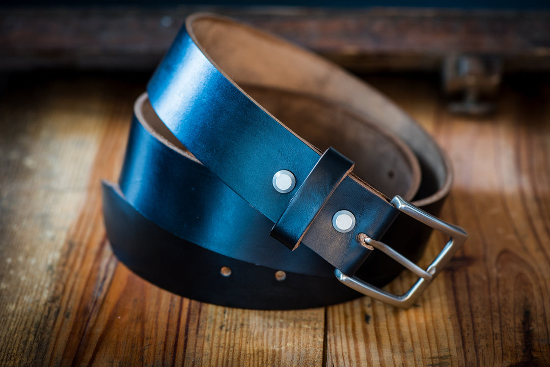 Horween Leather Belt – Handmade in USA – Black – BluShark Straps