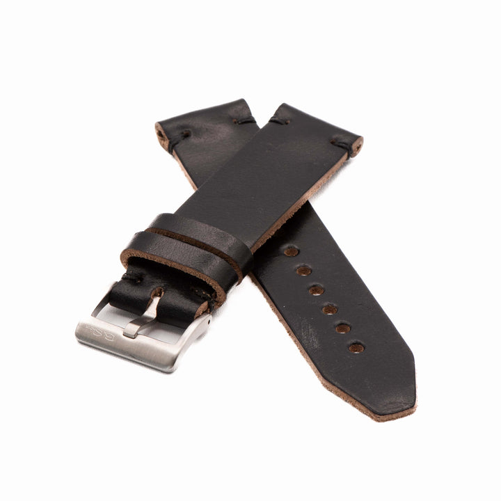 BluShark Straps Horween Leather Watch Strap – Handmade in USA – Black