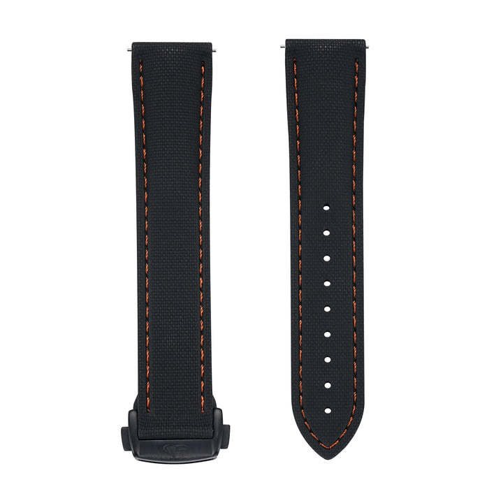 BluShark Straps Rubber Sailcloth Deploy 20mm / PVD Black Sailcloth Rubber Deploy - Black/Orange
