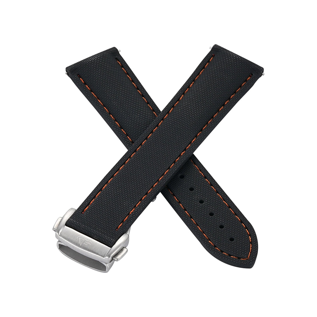 BluShark Straps Rubber Sailcloth Deploy Sailcloth Rubber Deploy - Black/Orange