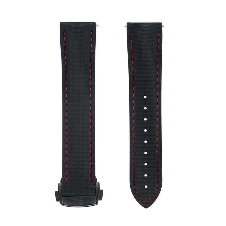 BluShark Straps Rubber Sailcloth Deploy 20mm / PVD Black Sailcloth Rubber Deploy- Black/Red