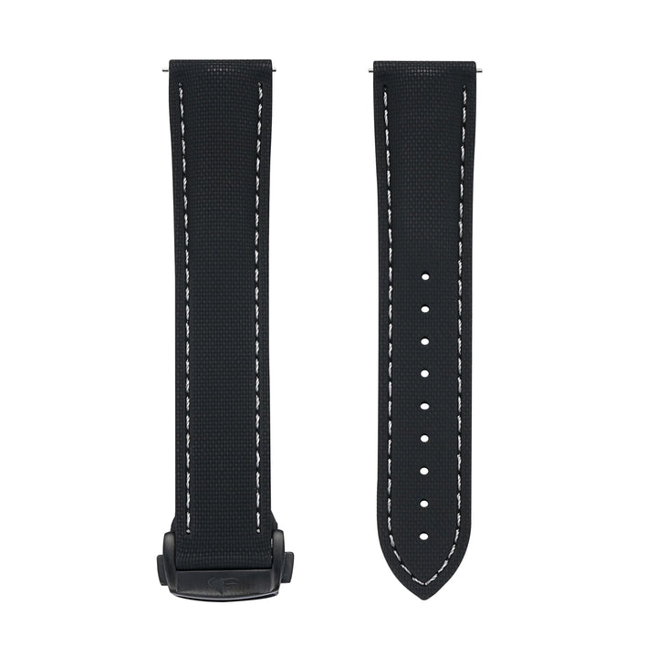 BluShark Straps Rubber Sailcloth Deploy 20mm / PVD Black Sailcloth Rubber Deploy - Black/White