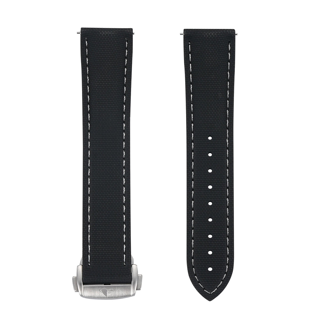 BluShark Straps Rubber Sailcloth Deploy 20mm / Brushed Sailcloth Rubber Deploy - Black/White
