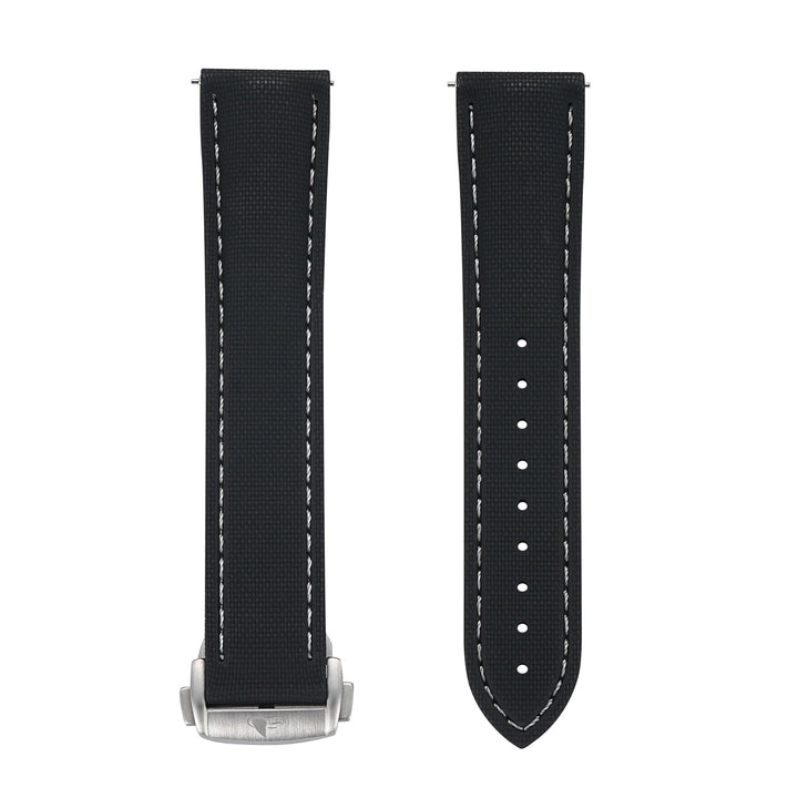 BluShark Straps Rubber Sailcloth Deploy 20mm / Brushed Sailcloth Rubber Deploy - Black/White