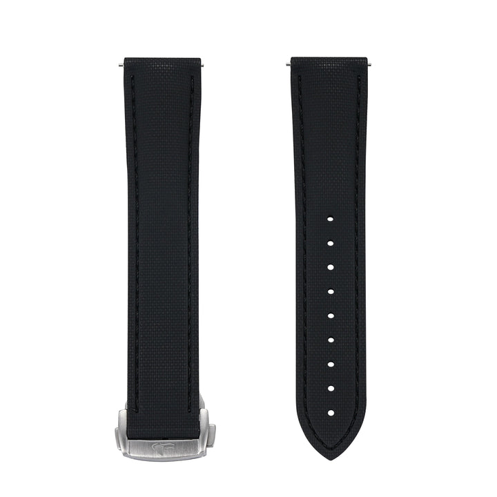 BluShark Straps Rubber Sailcloth Deploy 20mm / Brushed Sailcloth Rubber Deploy - Blackout