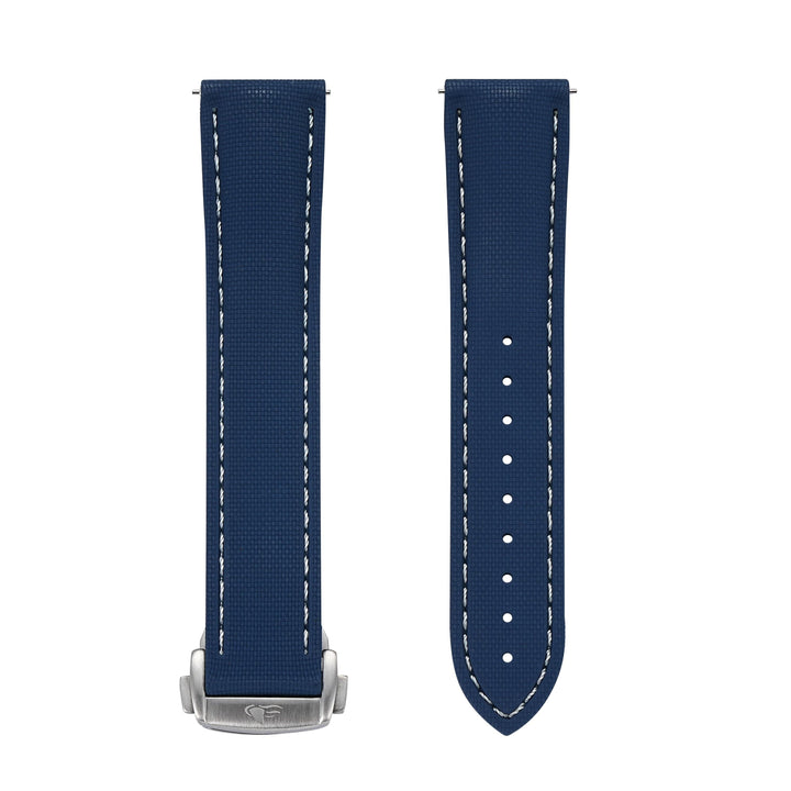 BluShark Straps Rubber Sailcloth Deploy 20mm / Brushed Sailcloth Rubber Deploy - Blue