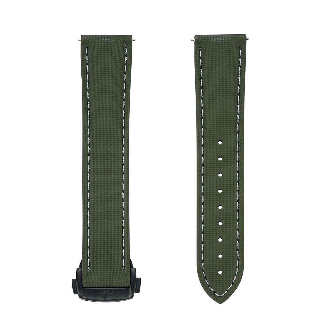 BluShark Straps Rubber Sailcloth Deploy 20mm / PVD Black Sailcloth Rubber Deploy - Green