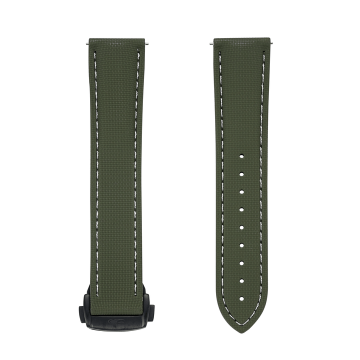 BluShark Straps Rubber Sailcloth Deploy 20mm / PVD Black Sailcloth Rubber Deploy - Green