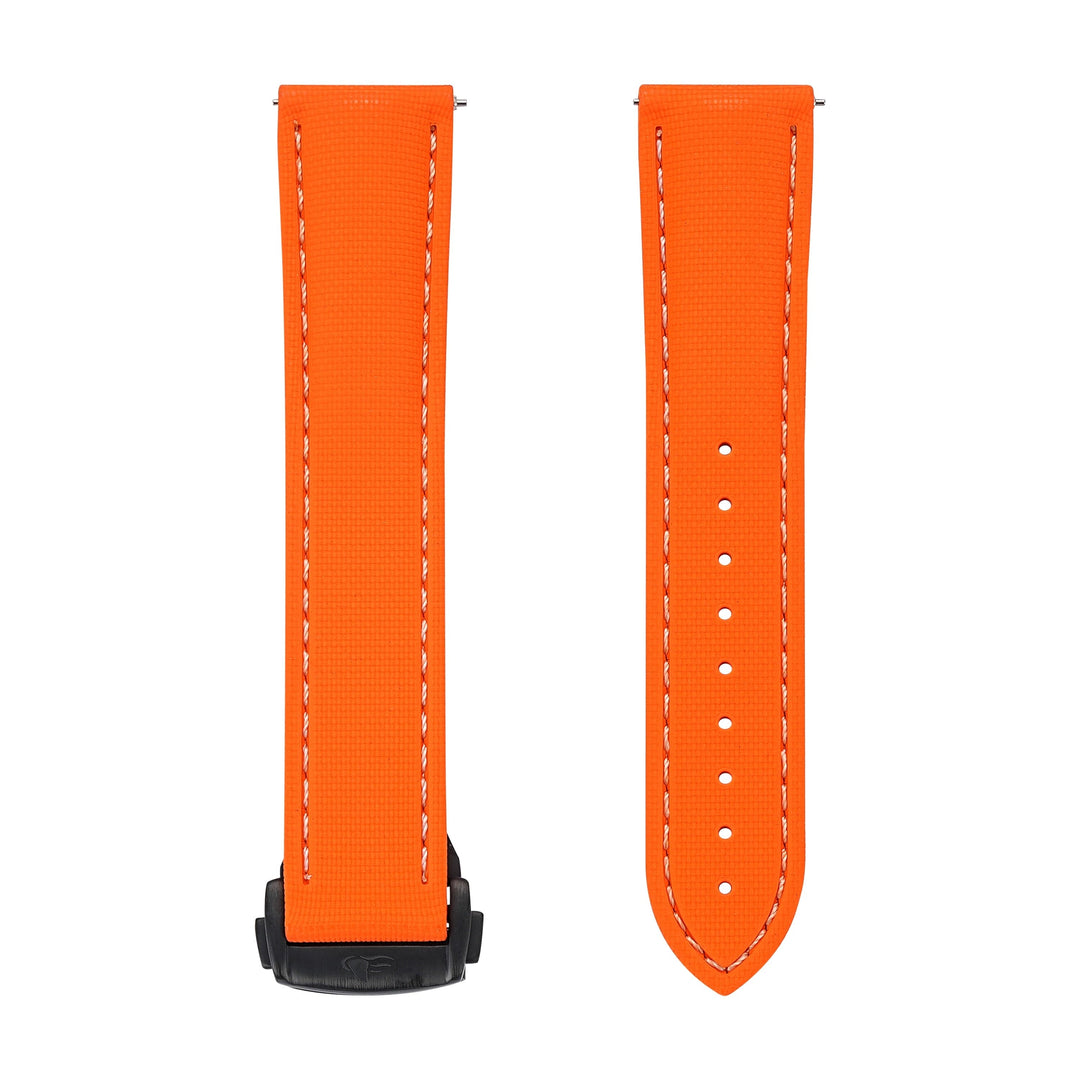 BluShark Straps Rubber Sailcloth Deploy 20mm / PVD Black Sailcloth Rubber Deploy - Orange